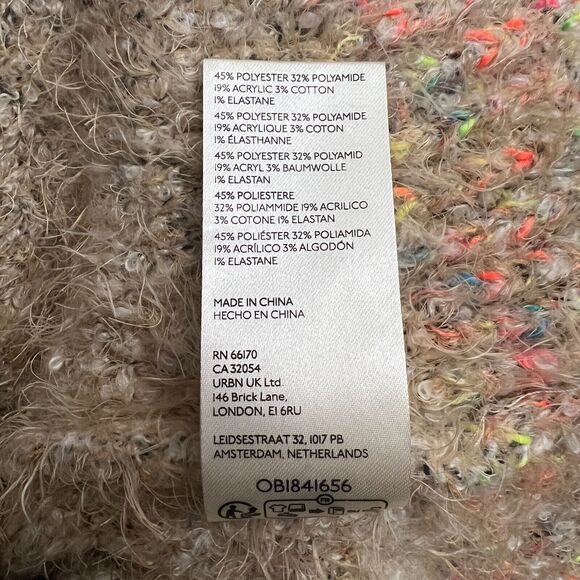 Free People Stardust Pullover Sweater XS Beige Fuzzy Cropped Mock Neck Cozy Boho - Picture 11 of 11